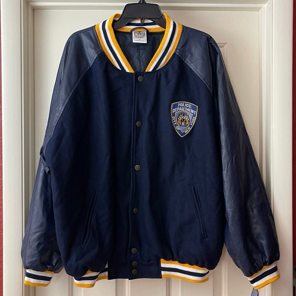 NYPD Varsity Jacket Mens XL Blue Letterman Steve & Barry Bomber Coat New - Picture 3 of 15